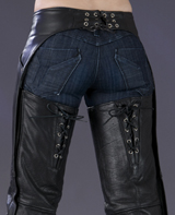 Corset Style Womens Leather Motorcycle Chaps 
