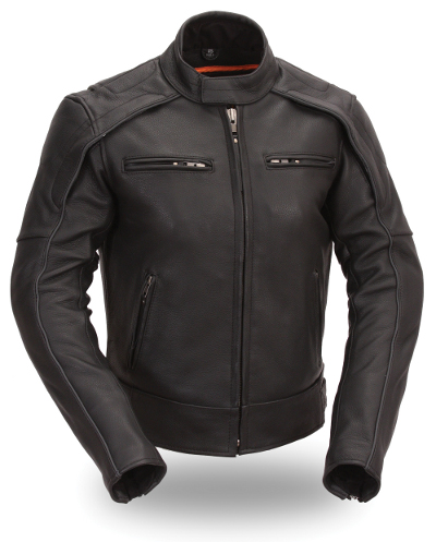 Women's Updated Leather Scooter Jacket w/ Reflective Piping ...